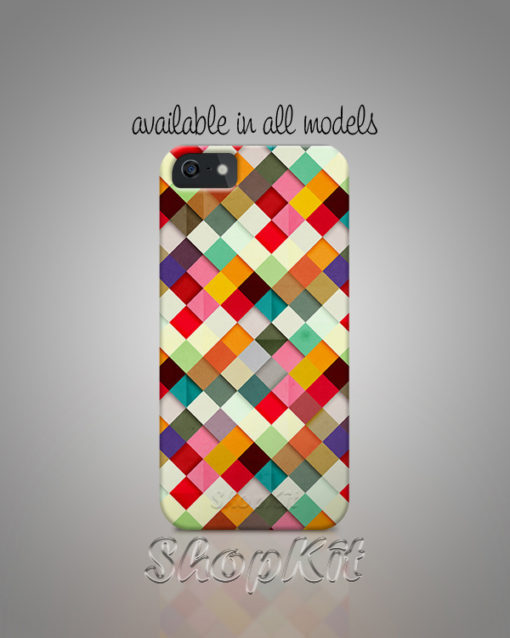 Colorful squares printed on customize mobile cover