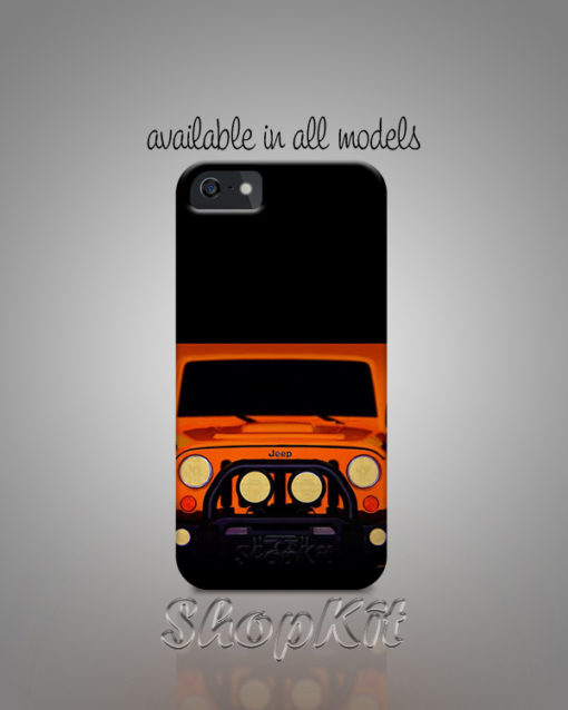 Red jeep with black background soft mobile cover