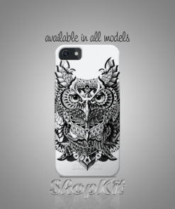 B&W Owl illustration on mobile cover