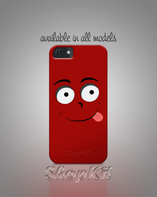 smiley face with tounge on red mobile cover