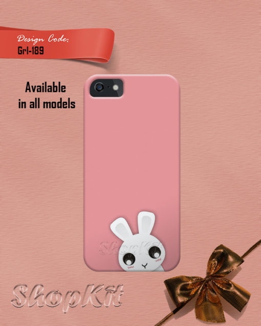 cute bunny at bottom of the mobile cover