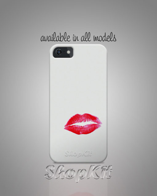 red lips on white mobile cover