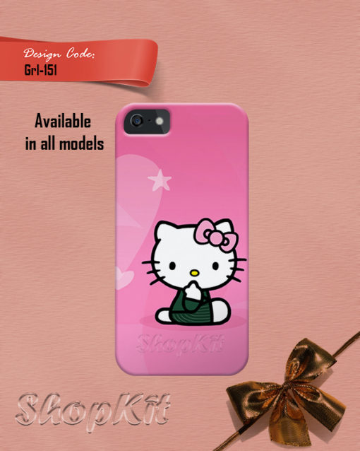 kitty sitting on pink background mobile cover