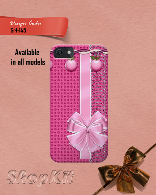 pink ribbon on fancy background for customization of the mobile cover