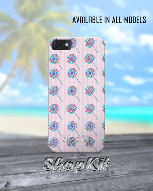 Lollipop candies on mobiel cover