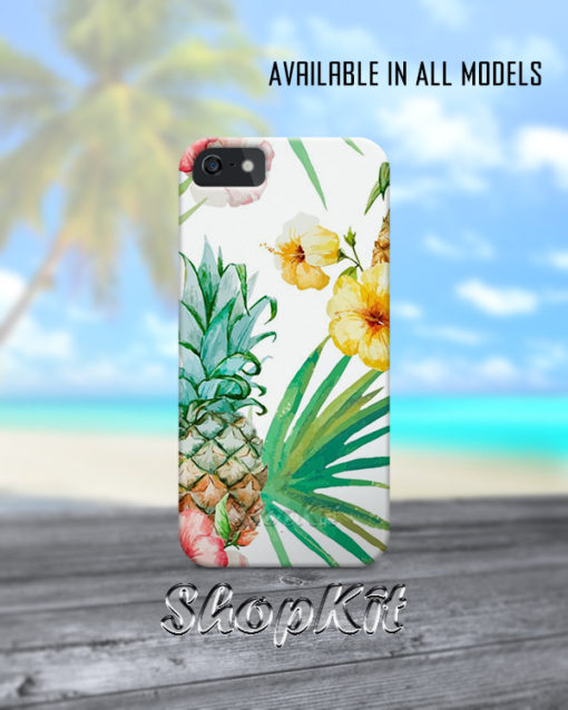 pineapple and other flowers painted on Customize Mobile Cover